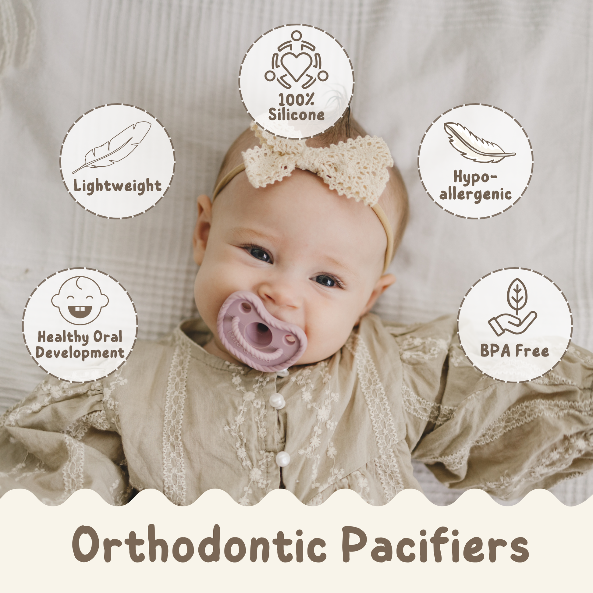 Mila & Lulu orthodontic shape baby pacifiers