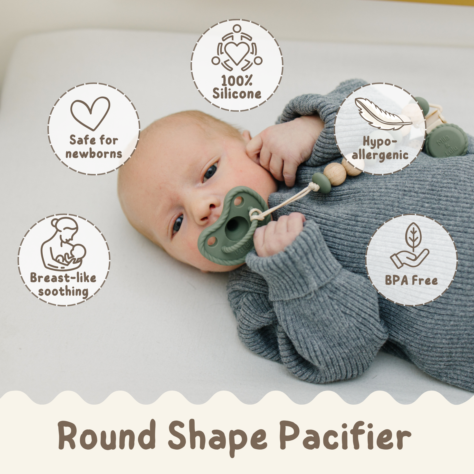 mila & lulu round shape baby pacifiers