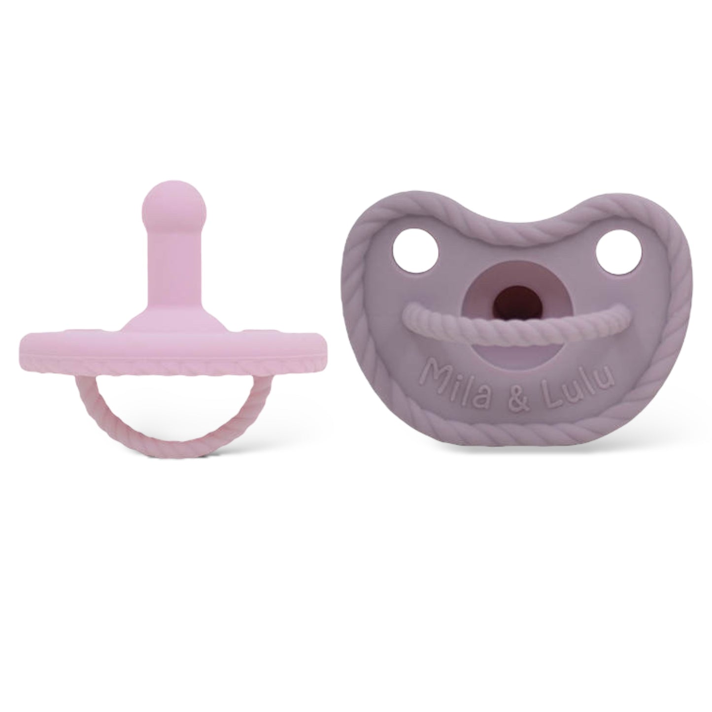 Silicone round shape pacifiers set, BPA free and non-toxic in color Ballerina Mauve