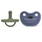 Silicone round shape pacifiers set, BPA free and non-toxic in color Olive and Ocean