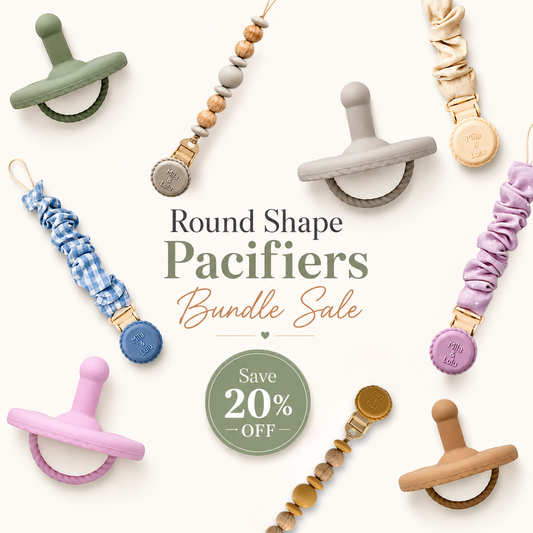 Mila & Lulu Round Shape Baby Starter Bundle — 2 BPA-free silicone pacifiers and 2 metal-free clips, Save 20%