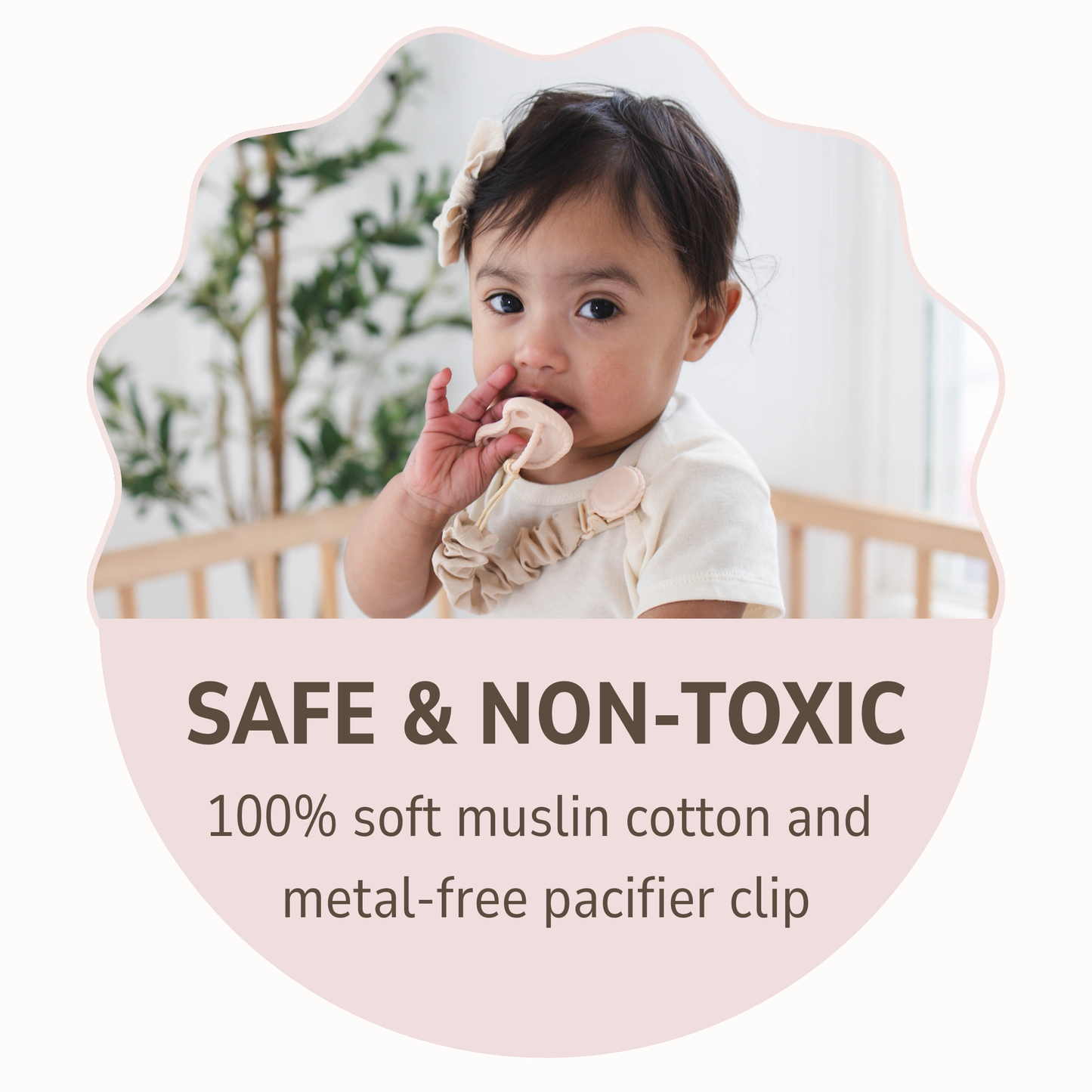 Metal-Free Muslin Cotton and Silicone Pacifier Clips