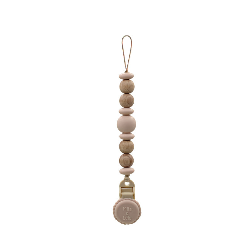 Metal free, plastic free and rust free Beige silicone pacifier clip